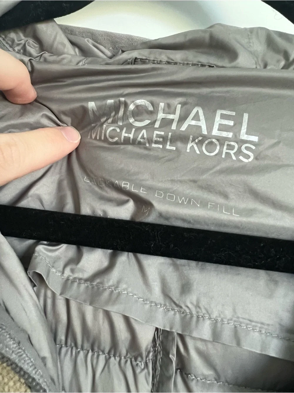 Michael Kors Gray Puffer Coat with Hood